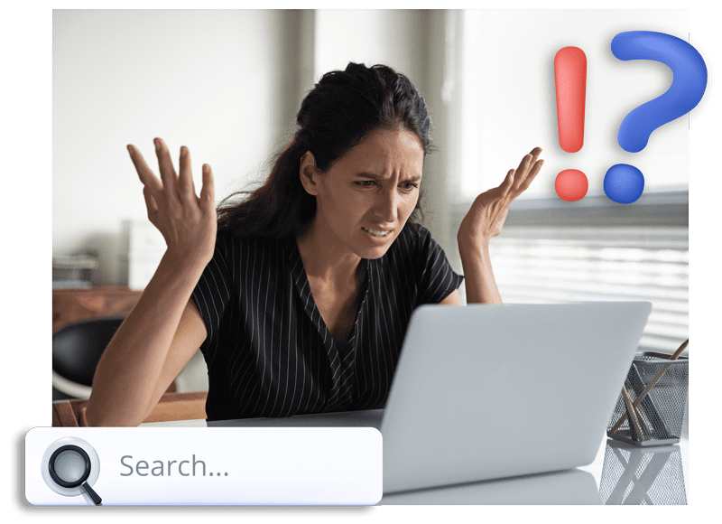 Business owner looking frustrated at her current search results
