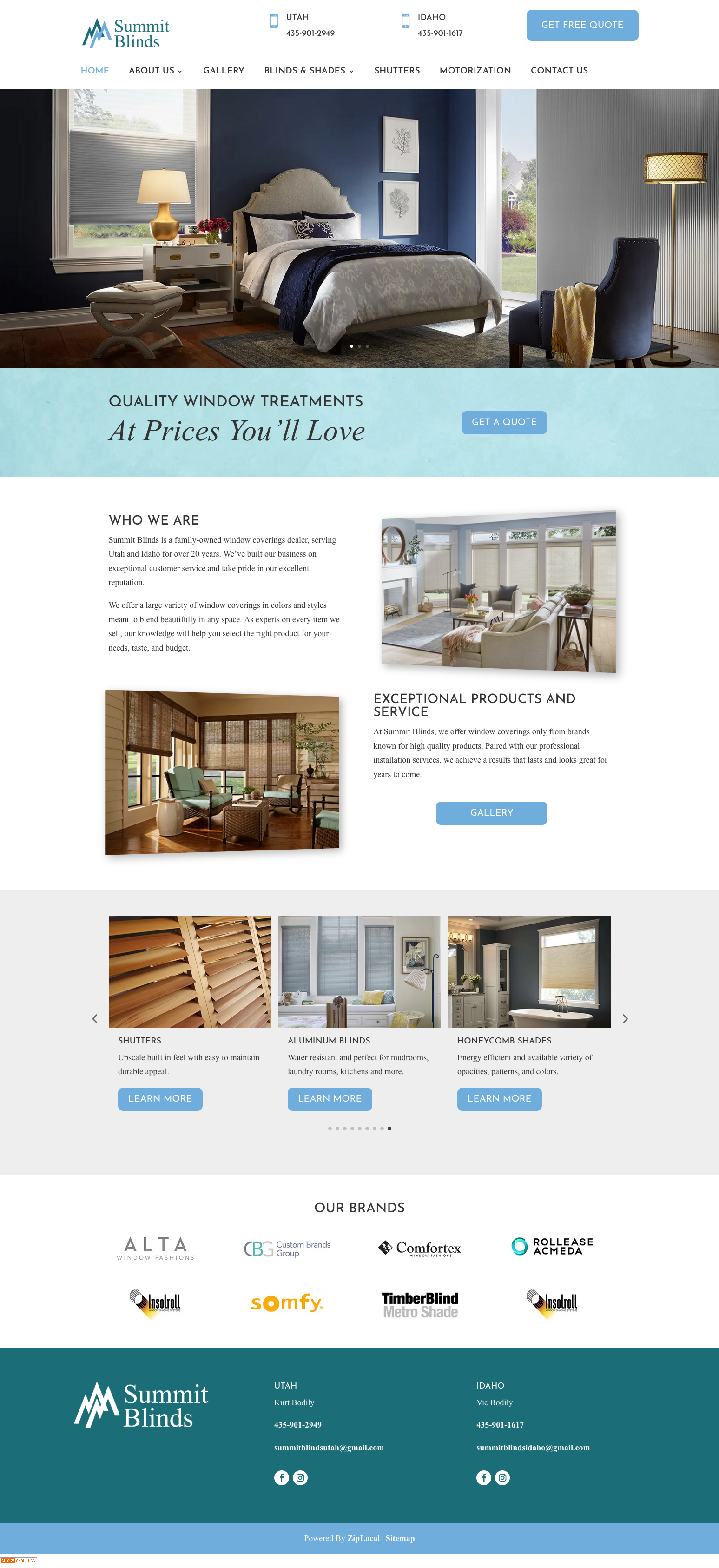 Website Example - Summit Blinds 