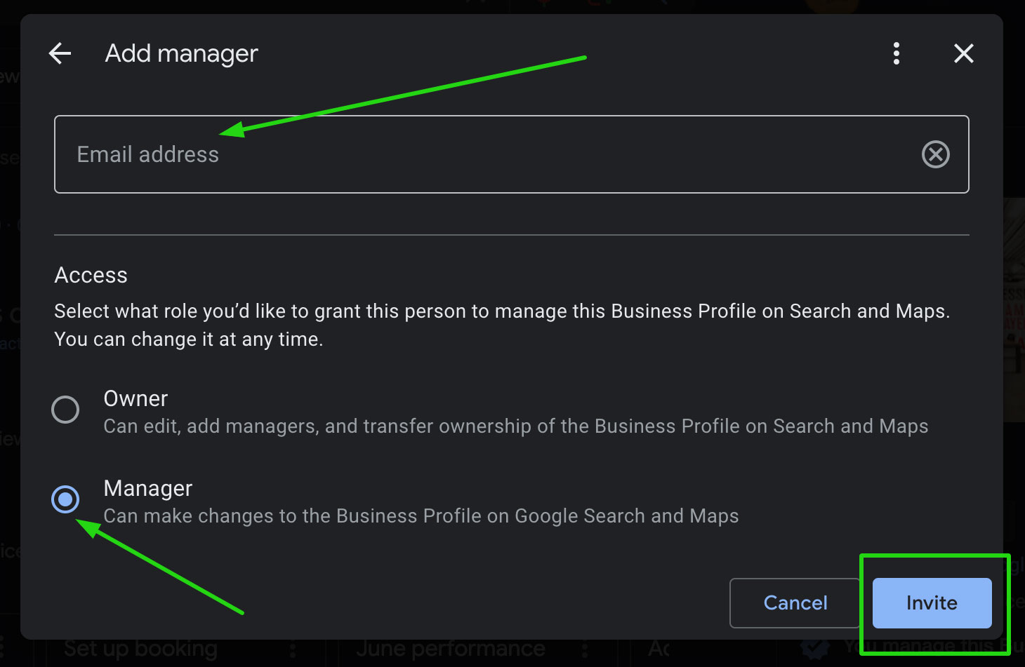Add Manager tab