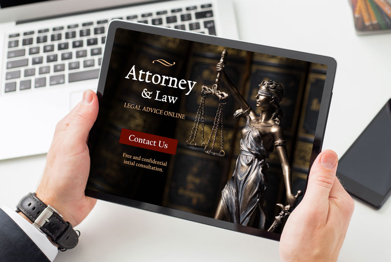 A law Firm website being viewed on a tablet