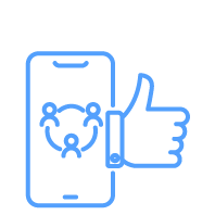 Social media Icon with a phone and thumbs up