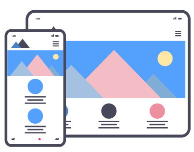 Mockup of a website on a phone and tablet