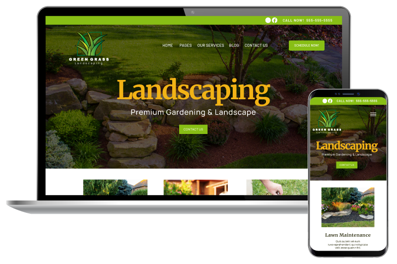 Landscaper's website shown on a laptop and phone showing its responsive design