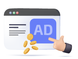 PPC icon of a hand clicking on a ad