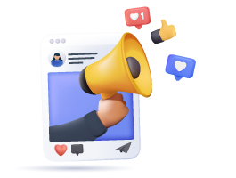 Social Media Marketing Icon - a social post with megaphone coming out of it