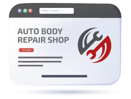 Cartoon of a website for a Auto Body Shop