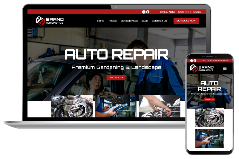 Auto Repair website showing its responsiveness on a laptop and smart phone