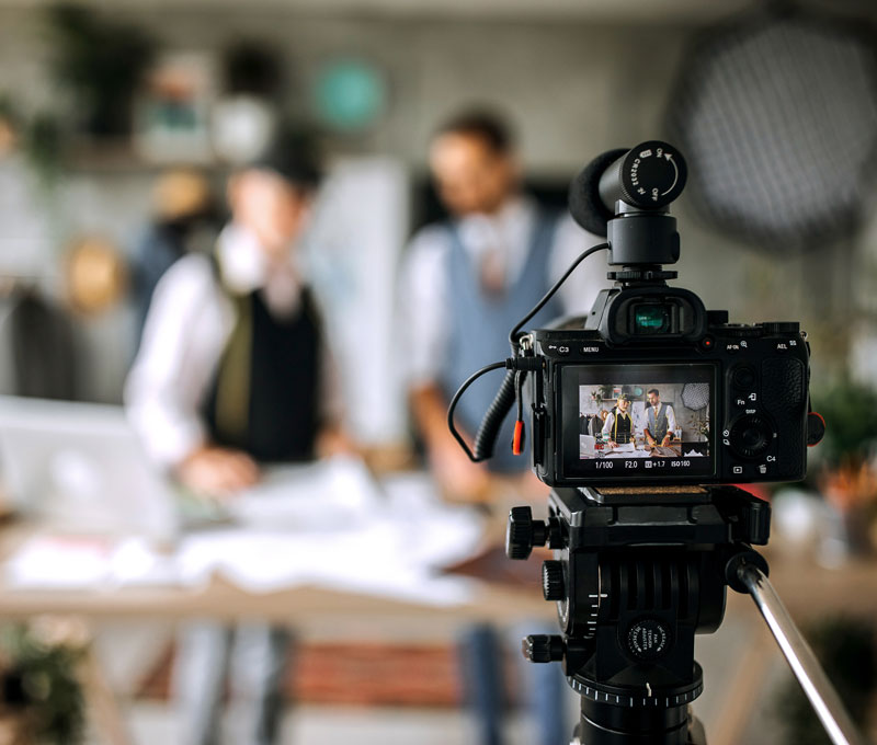 A Business filming a video for marketing