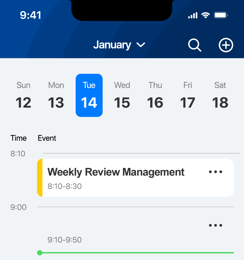 a scheduled reminder to do your weekly Review Management Process