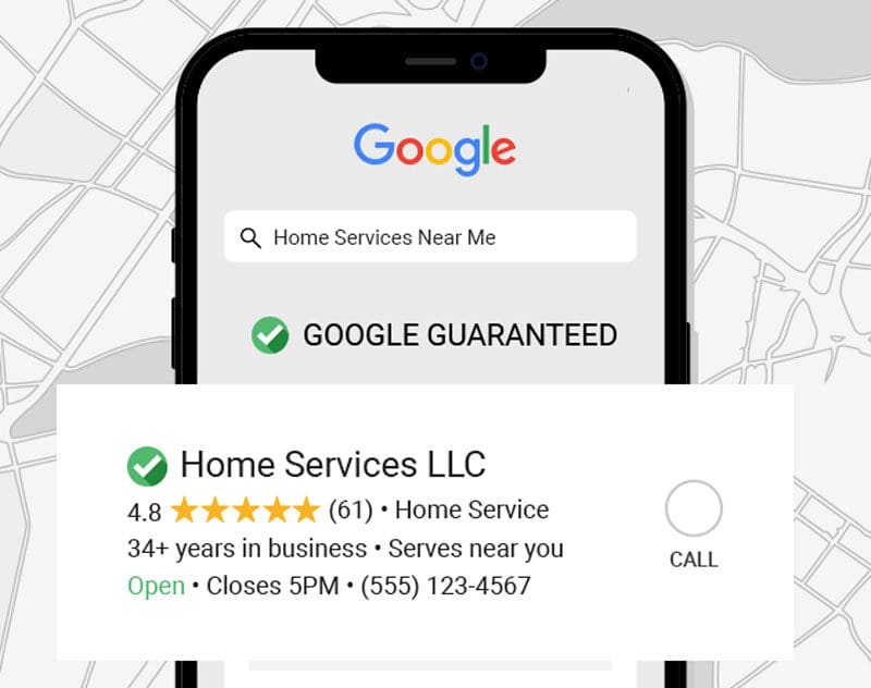 Local Search ads Mockup on a phone with a search for service near me