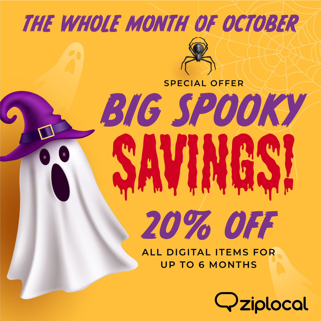 The whole month of October special offer from ZipLocal save 20% off all digital Items