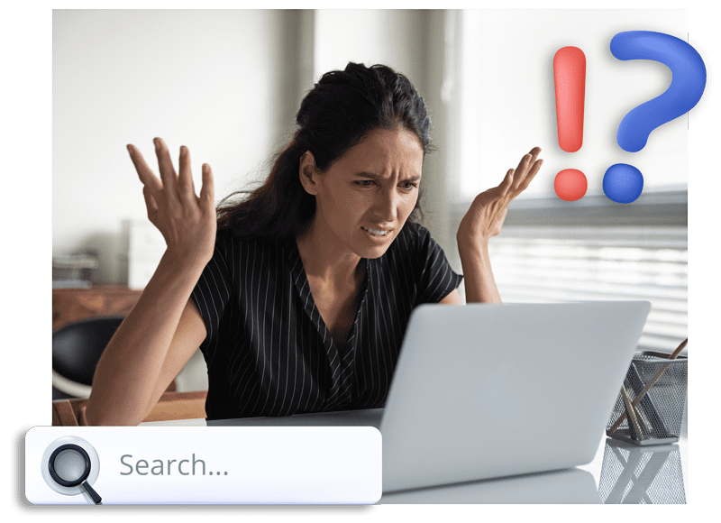 Business owner looking frustrated at her current search results