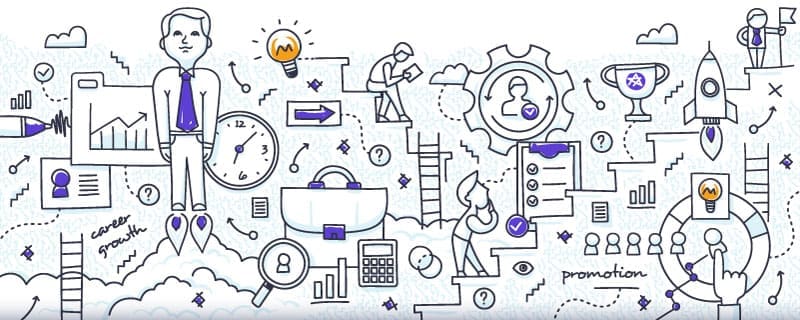 Doodle design style concept of career growth