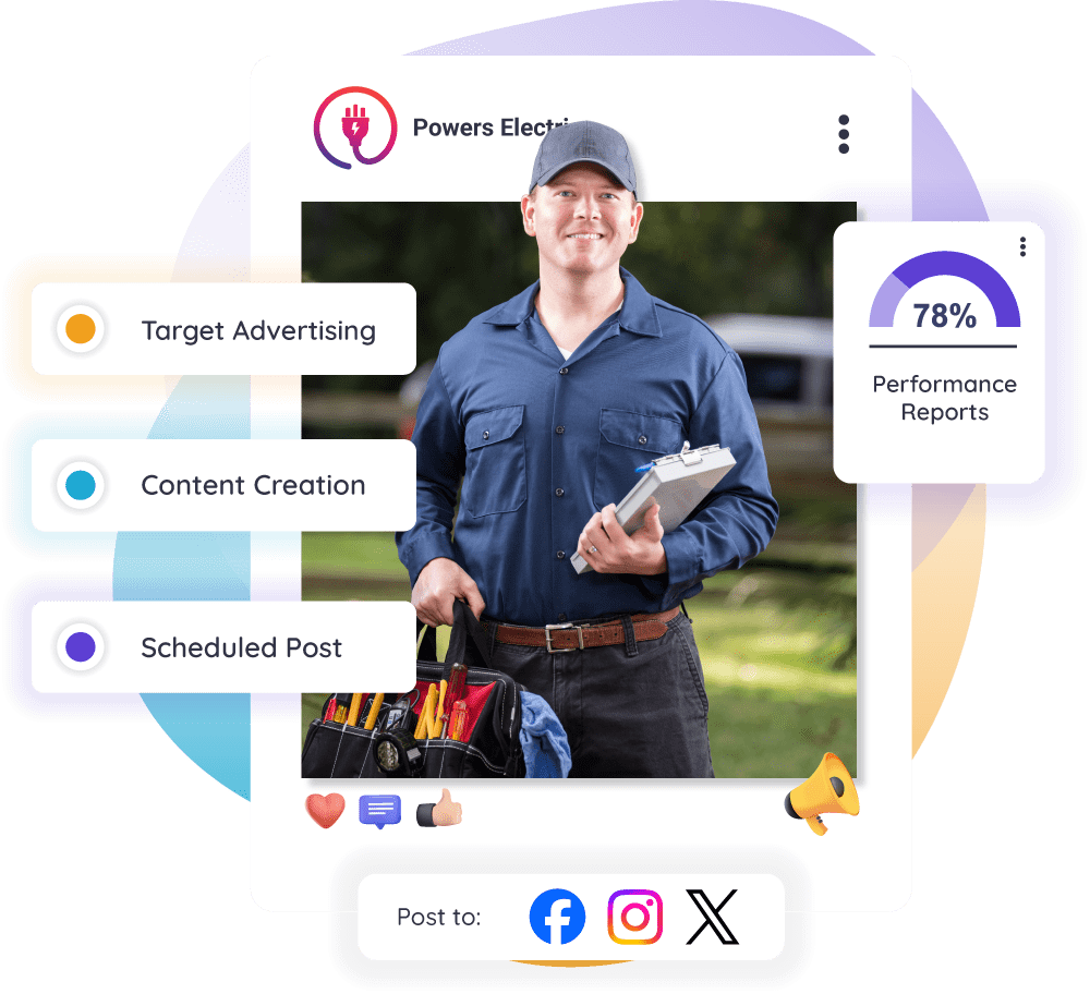 Mockup of a social post for a electrician