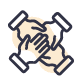 4 hands clasping icon